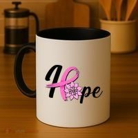 Hope Breast Cancer Awareness Ribbon Flower Coffee Mug thumb 4