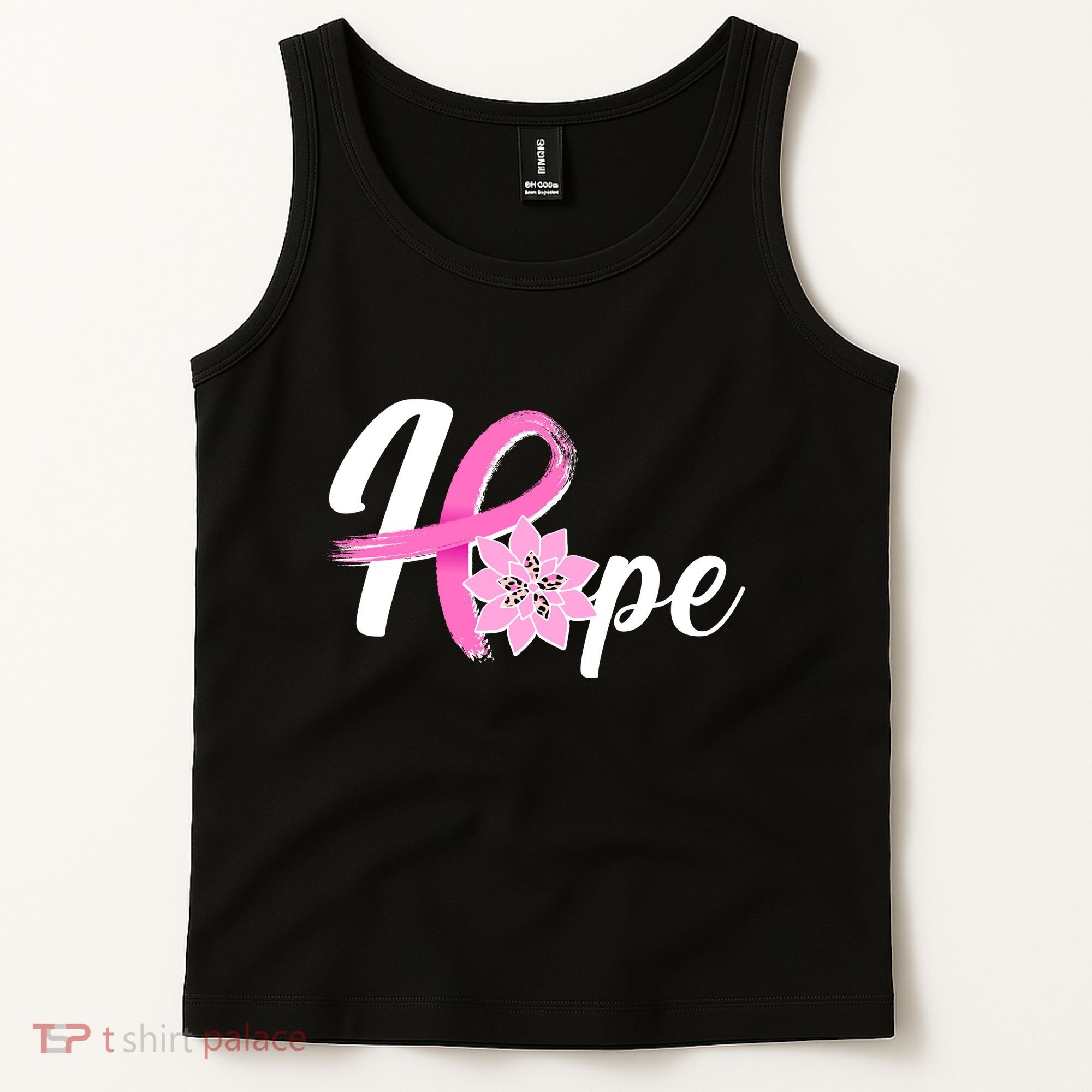 Hope Breast Cancer Awareness Ribbon Flower Tank Top