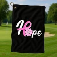 Hope Breast Cancer Awareness Ribbon Flower Golf Towel thumb 1