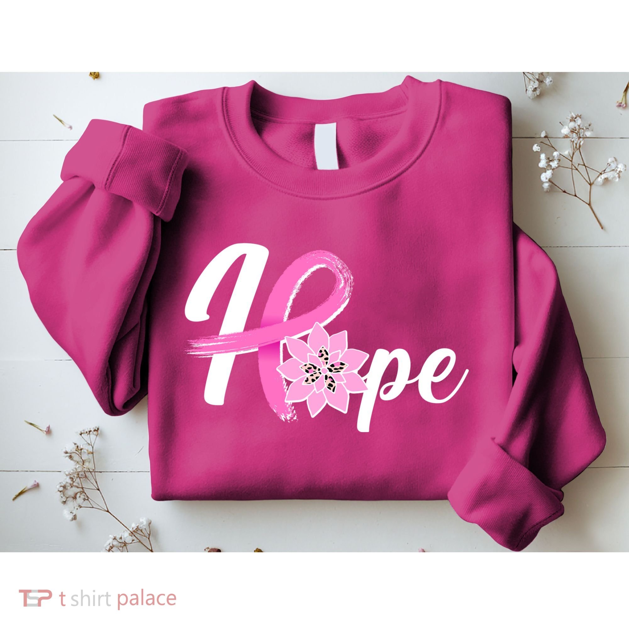 Hope Breast Cancer Awareness Ribbon Flower Sweatshirt