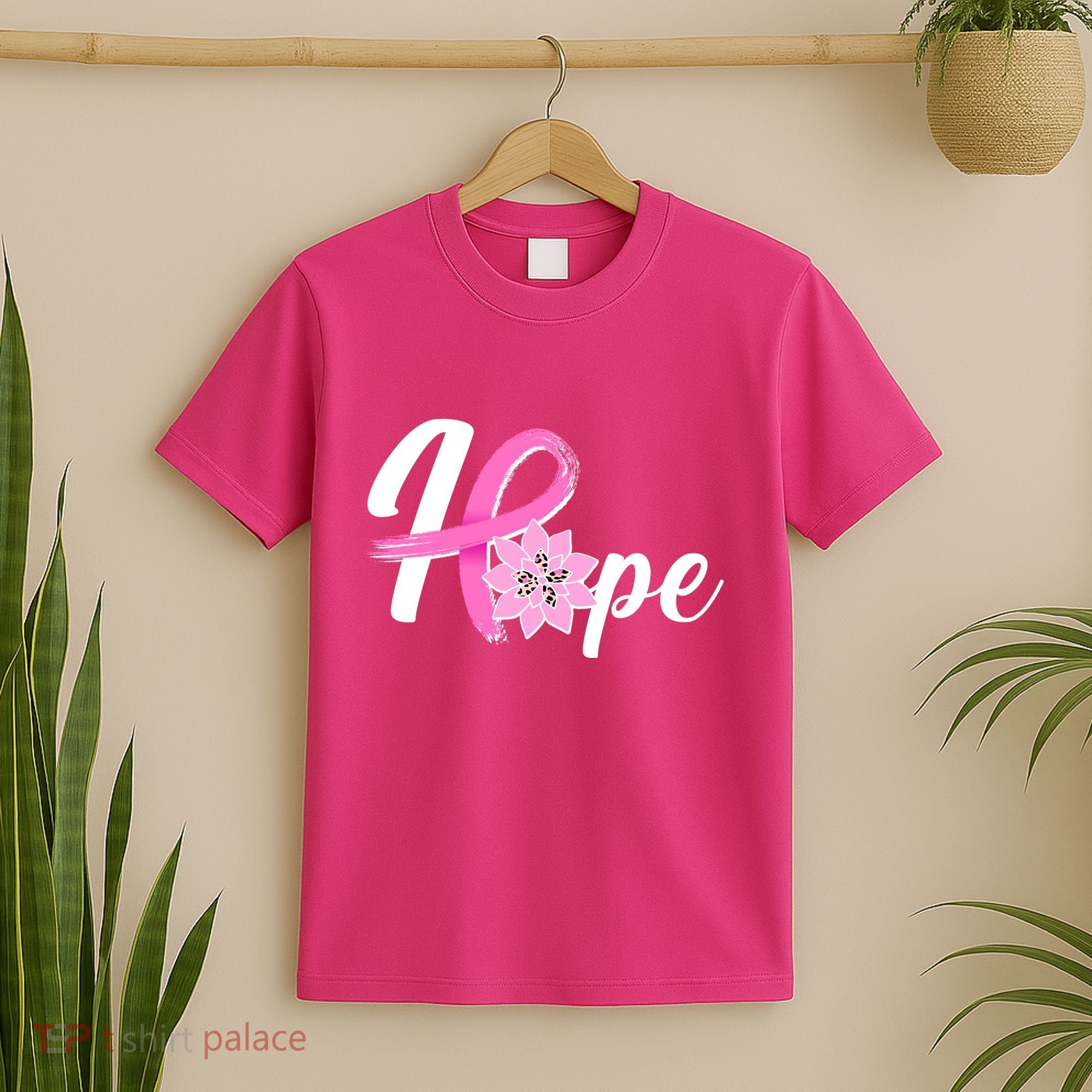 Hope Breast Cancer Awareness Ribbon Flower T-Shirt