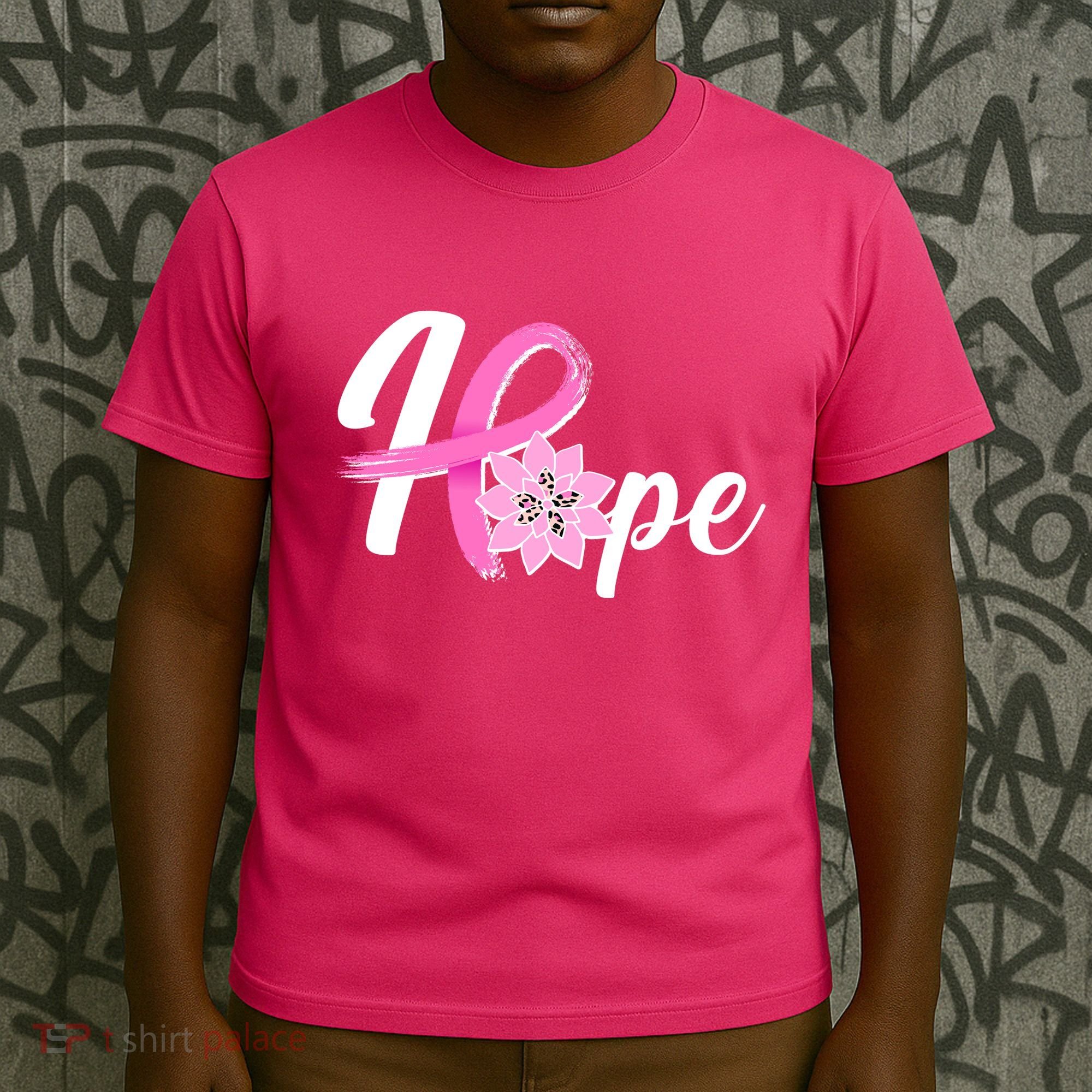 Hope Breast Cancer Awareness Ribbon Flower T-Shirt