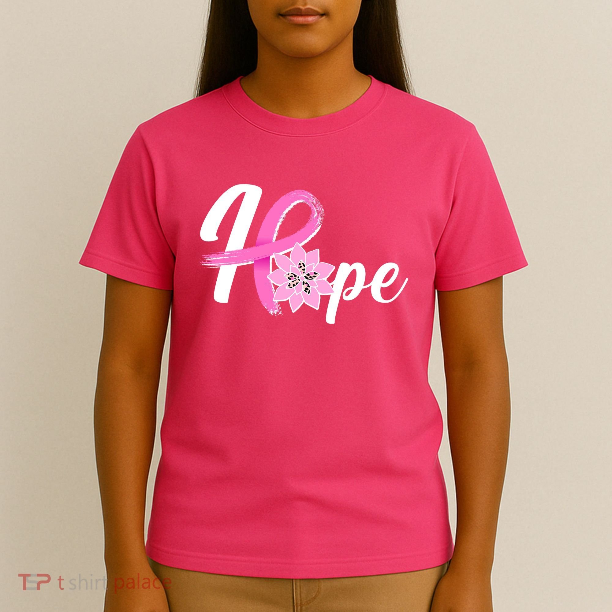 Hope Breast Cancer Awareness Ribbon Flower T-Shirt