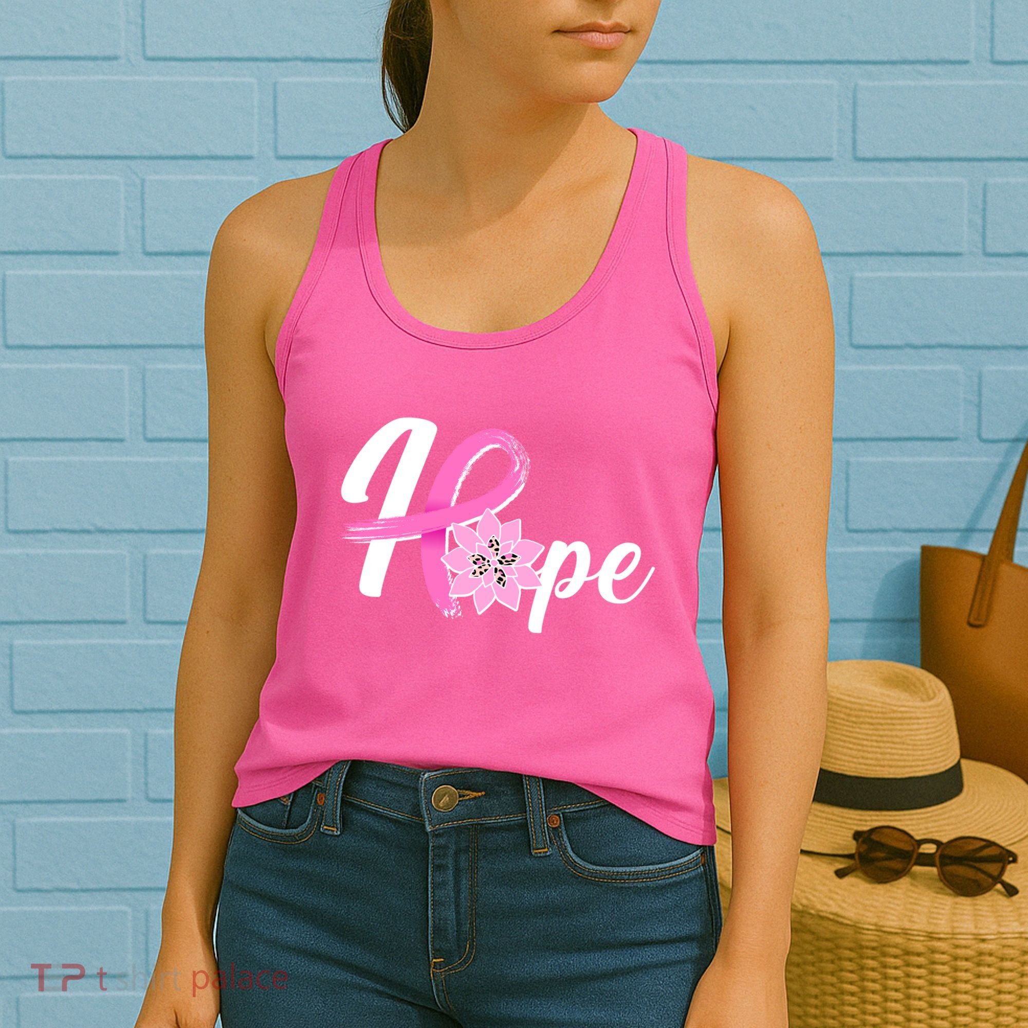 Hope Breast Cancer Awareness Ribbon Flower Women's Tank Top
