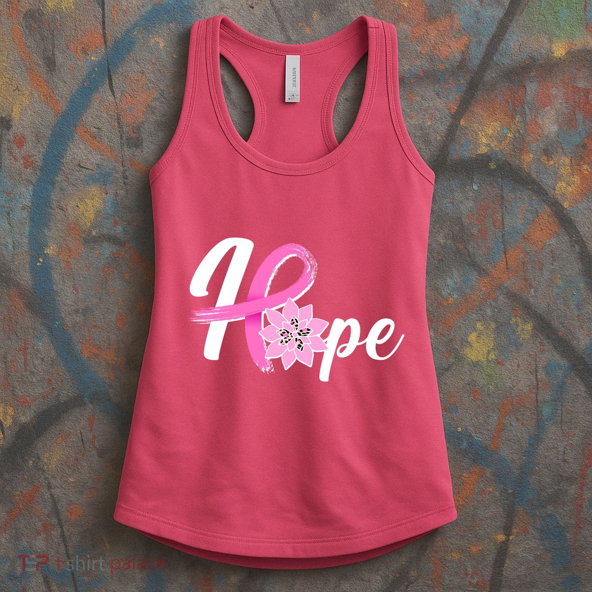 Hope Breast Cancer Awareness Ribbon Flower Women's Tank Top