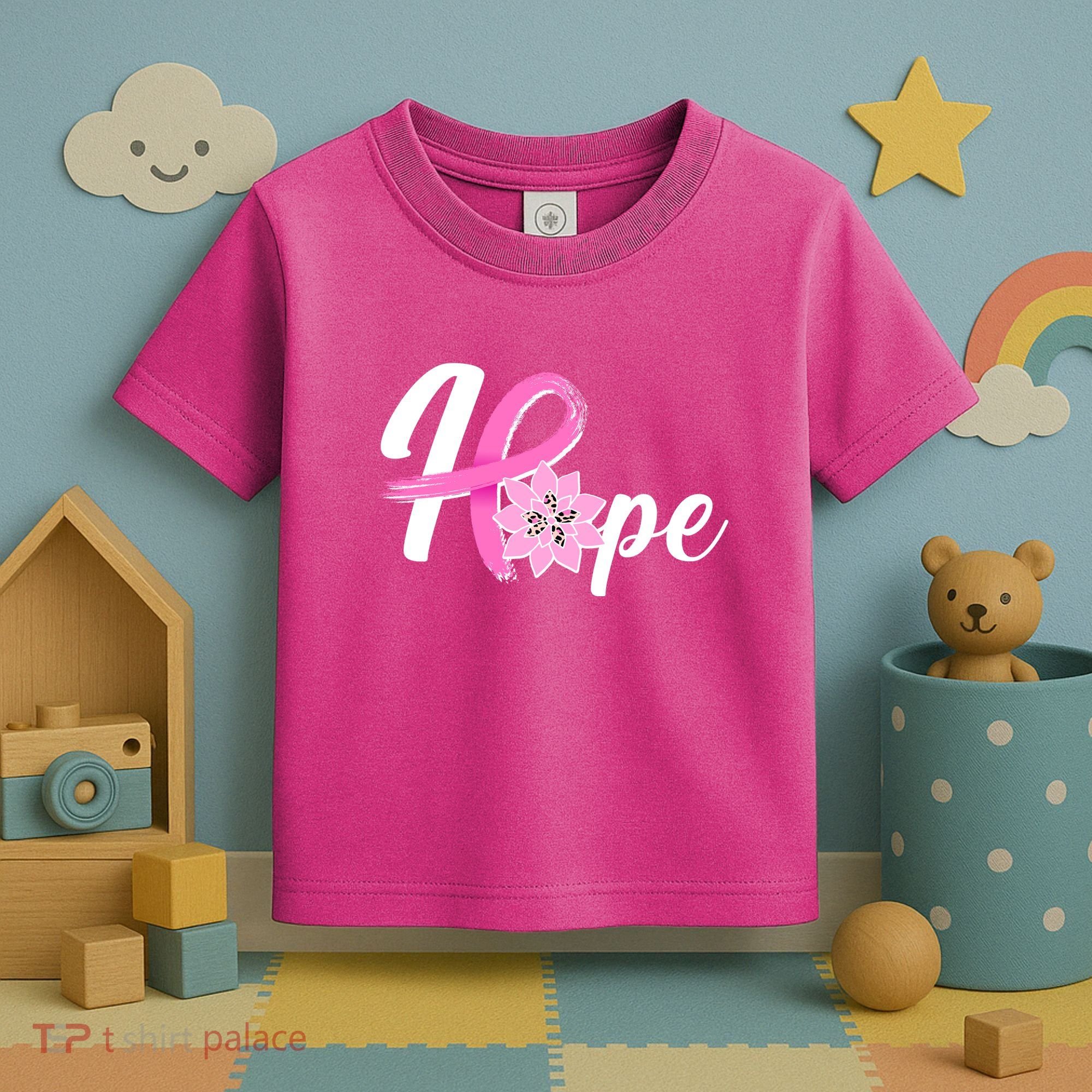 Hope Breast Cancer Awareness Ribbon Flower Toddler T-Shirt