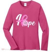 Hope Breast Cancer Awareness Ribbon Flower Women's Long Sleeve Shirt thumb 0