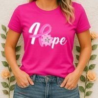 Hope Breast Cancer Awareness Ribbon Flower Women's T-Shirt thumb 2