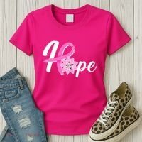 Hope Breast Cancer Awareness Ribbon Flower Women's T-Shirt thumb 3
