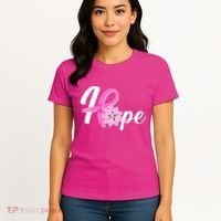 Hope Breast Cancer Awareness Ribbon Flower Women's T-Shirt thumb 4