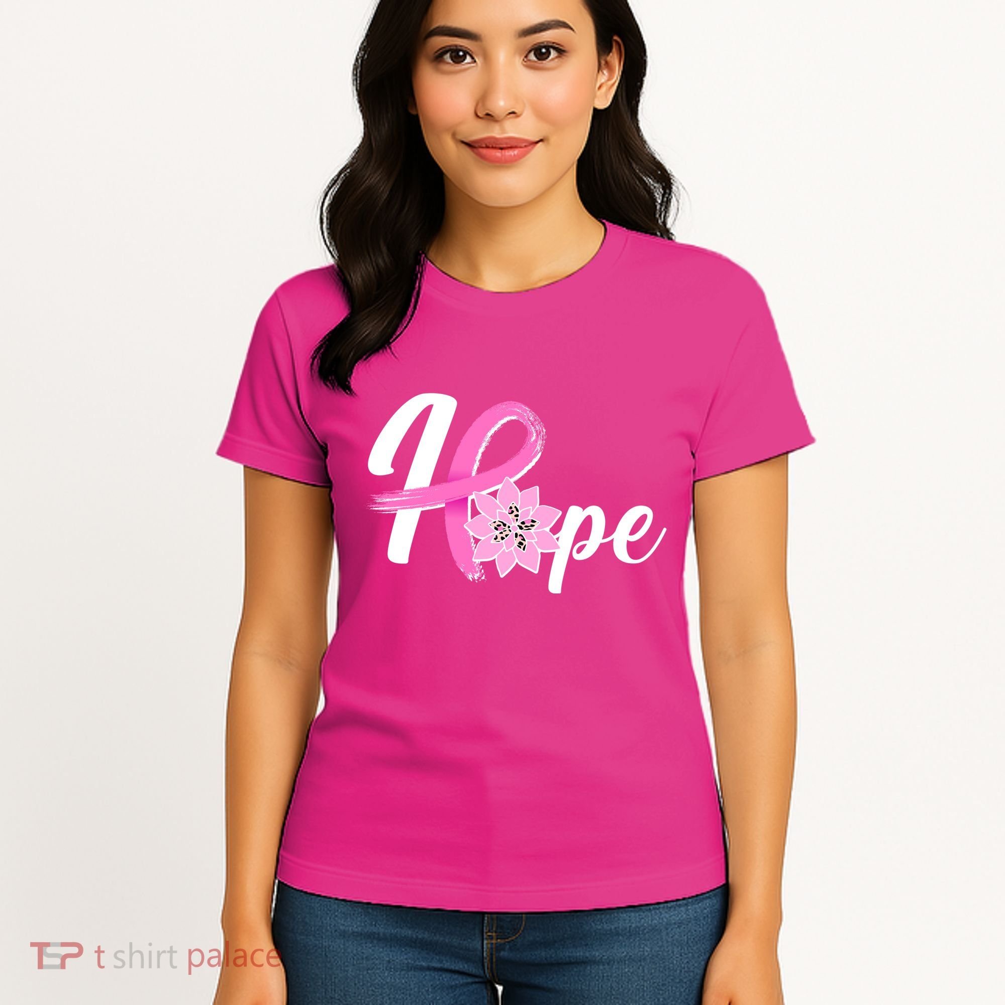 Hope Breast Cancer Awareness Ribbon Flower Women's T-Shirt