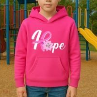 Hope Breast Cancer Awareness Ribbon Flower Kids Hoodie thumb 2