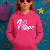 Hope Breast Cancer Awareness Ribbon Flower Kids Hoodie thumb 3