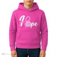 Hope Breast Cancer Awareness Ribbon Flower Kids Hoodie thumb 4