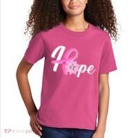 Hope Breast Cancer Awareness Ribbon Flower Kids T-Shirt thumb 2