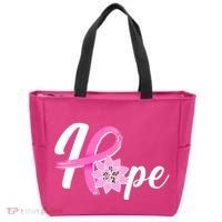 Hope Breast Cancer Awareness Ribbon Flower Tote Bag thumb 0