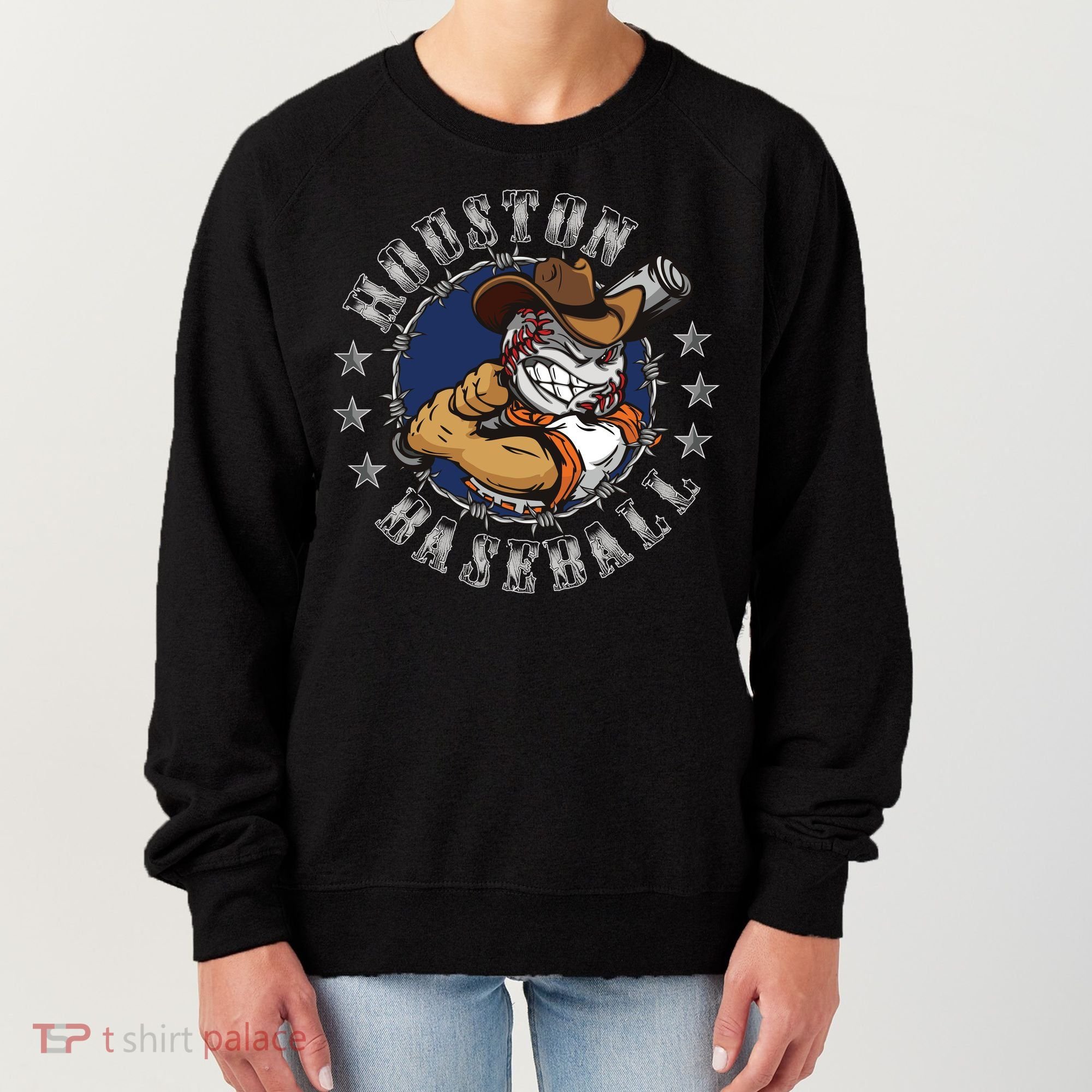 Houston Baseball Cartoon Women's Sweatshirt