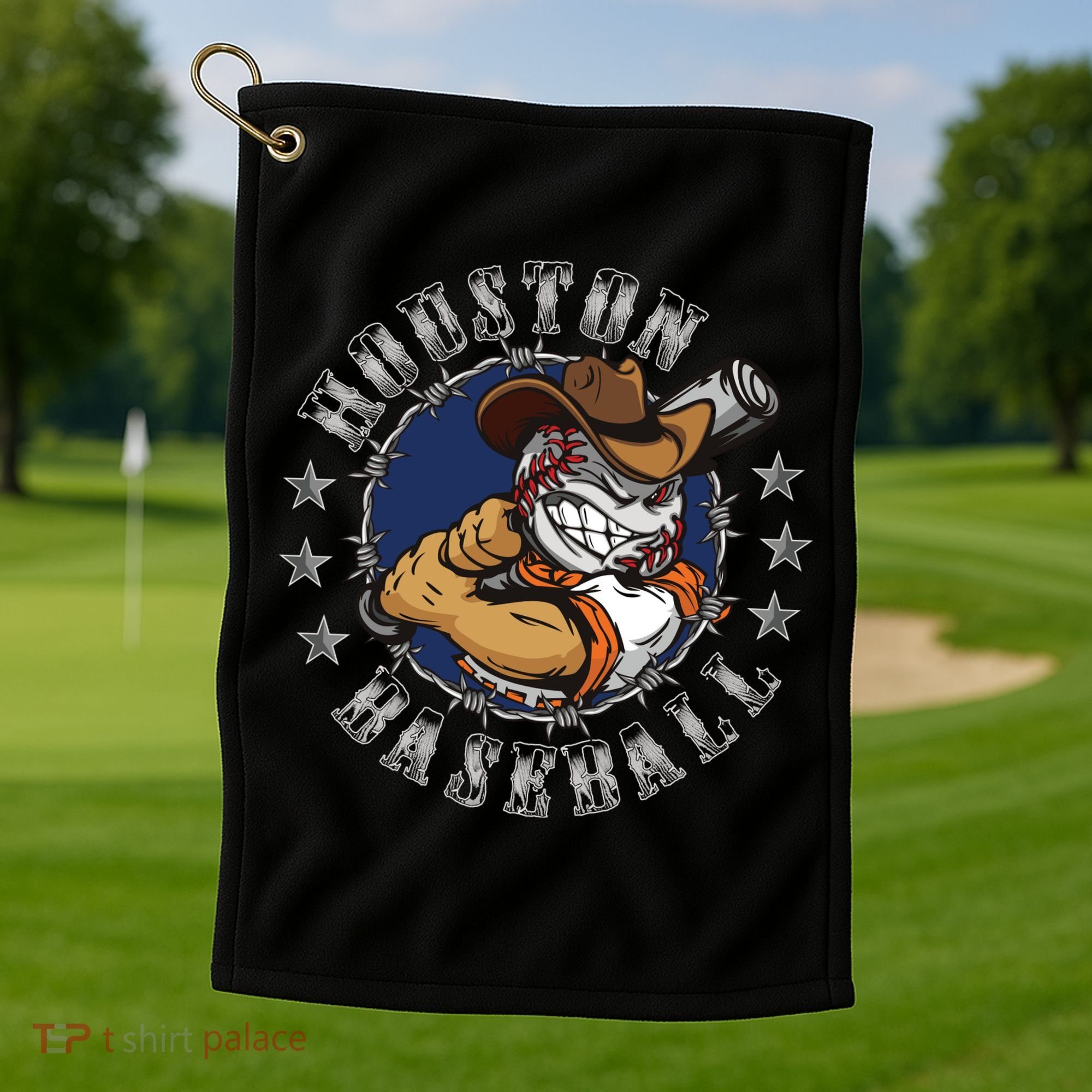 Houston Baseball Cartoon Golf Towel
