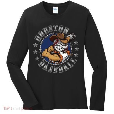 Houston Baseball Cartoon Women's Long Sleeve Shirt
