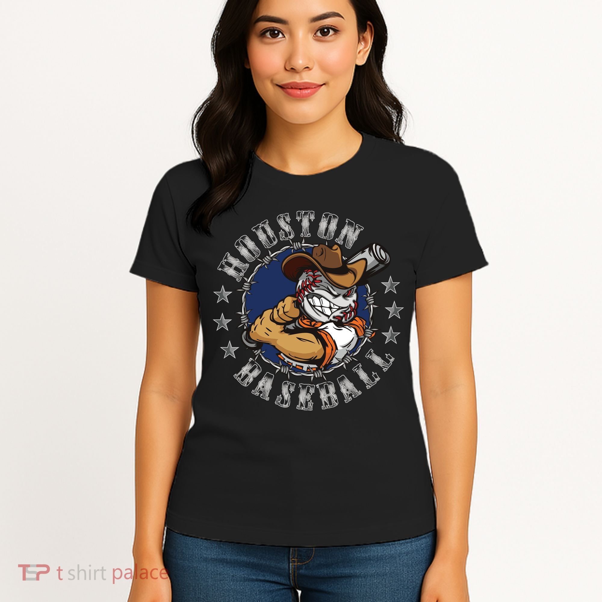 Houston Baseball Cartoon Women's T-Shirt