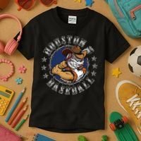 Houston Baseball Cartoon Kids T-Shirt thumb 3