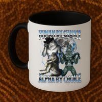 Human By Chance Alpha By Choice Cool Weird Alpha Wolf Meme Gift Coffee Mug thumb 2