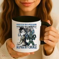 Human By Chance Alpha By Choice Cool Weird Alpha Wolf Meme Gift Coffee Mug thumb 3
