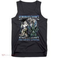 Human By Chance Alpha By Choice Cool Weird Alpha Wolf Meme Gift Tank Top thumb 0
