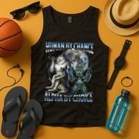 Human By Chance Alpha By Choice Cool Weird Alpha Wolf Meme Gift Tank Top thumb 4