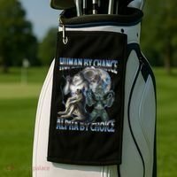 Human By Chance Alpha By Choice Cool Weird Alpha Wolf Meme Gift Golf Towel thumb 2