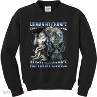 Human By Chance Alpha By Choice Cool Weird Alpha Wolf Meme Gift Kids Sweatshirt thumb 0
