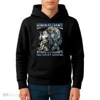Human By Chance Alpha By Choice Cool Weird Alpha Wolf Meme Gift Kids Hoodie thumb 4