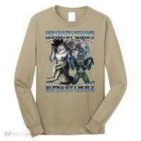 Human By Chance Alpha By Choice Cool Weird Alpha Wolf Meme Gift Long Sleeve Shirt thumb 0