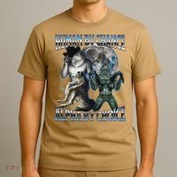 Human By Chance Alpha By Choice Cool Weird Alpha Wolf Meme Gift T-Shirt thumb 3