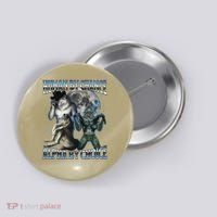 Human By Chance Alpha By Choice Cool Weird Alpha Wolf Meme Gift Button thumb 0