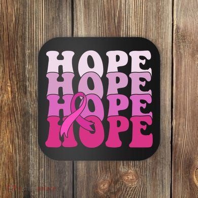 Hope Breast Cancer Awareness Ribbon Coaster