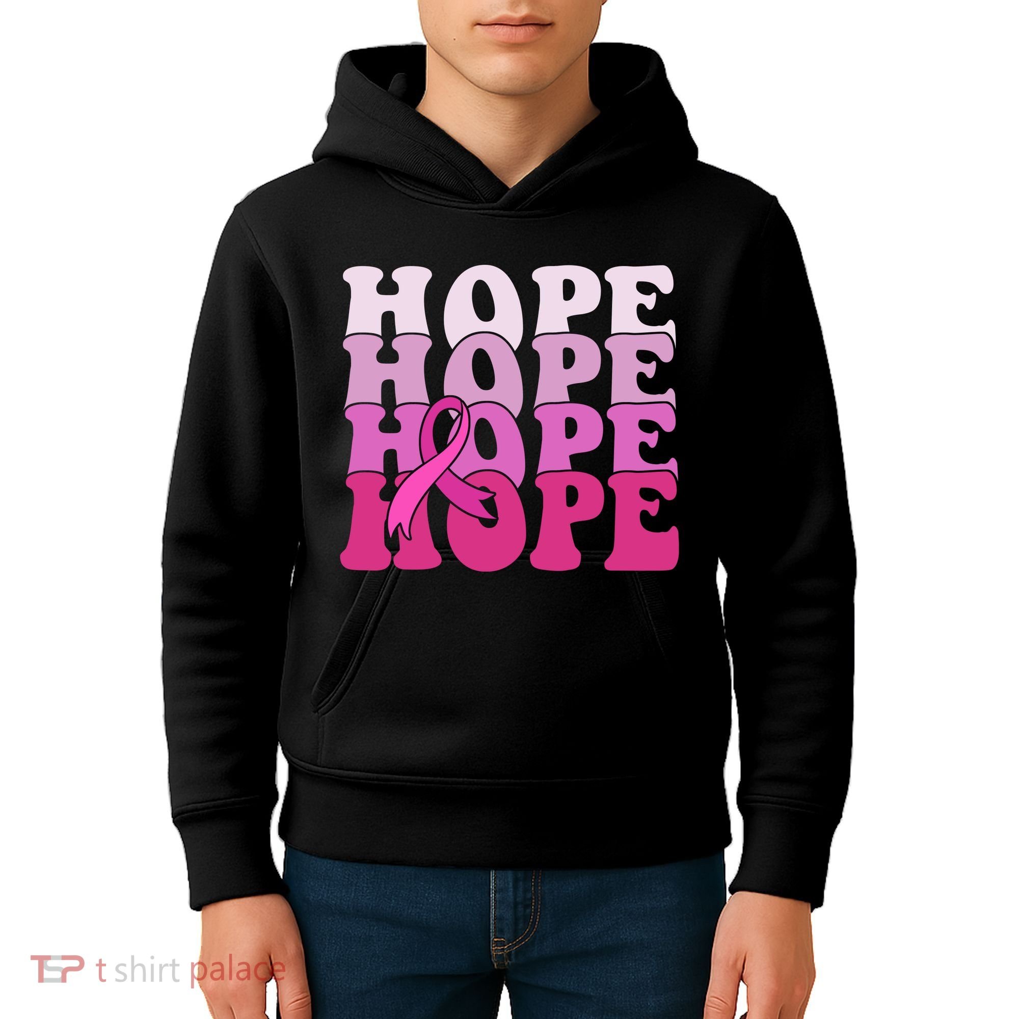 Hope Breast Cancer Awareness Ribbon Kids Hoodie