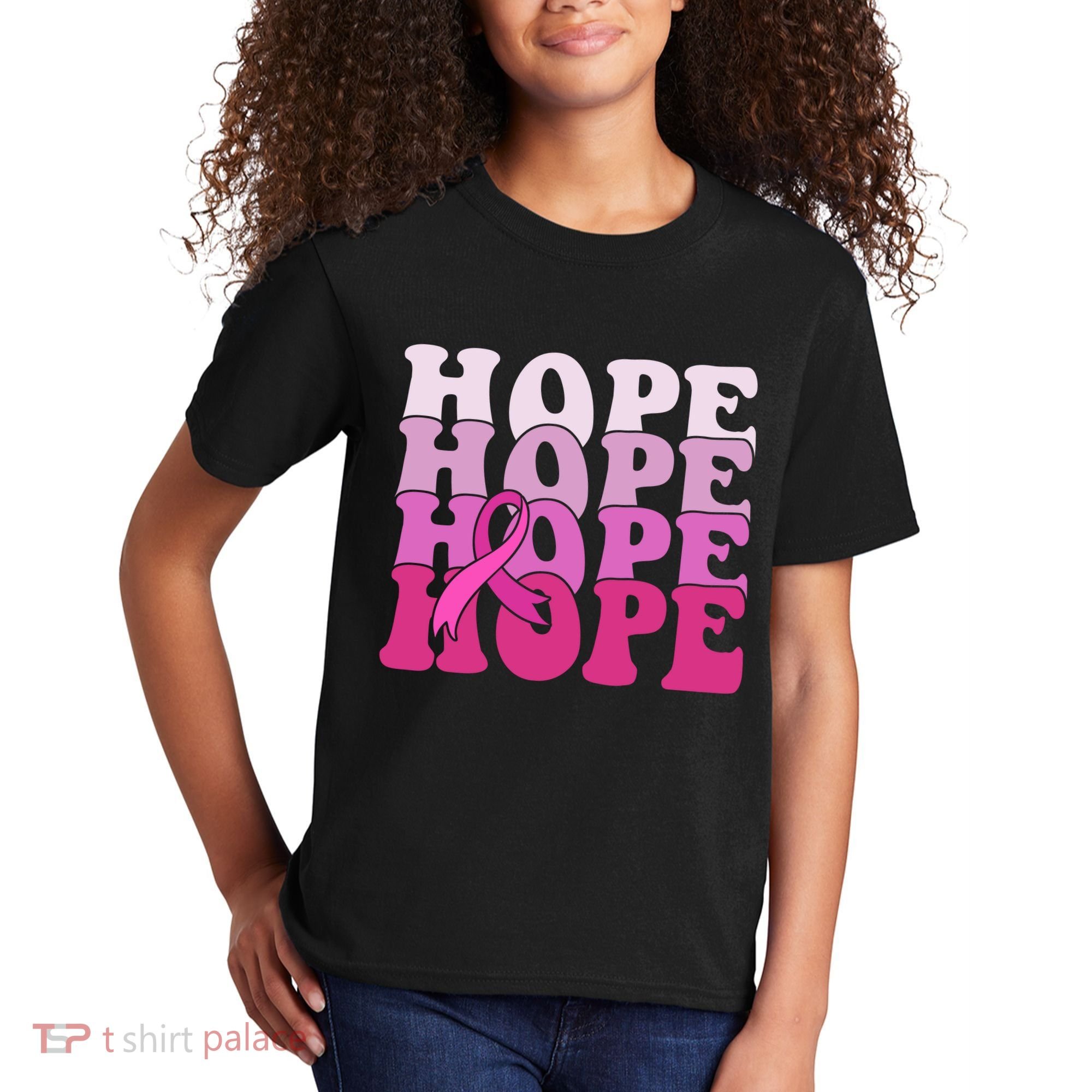 Hope Breast Cancer Awareness Ribbon Kids T-Shirt