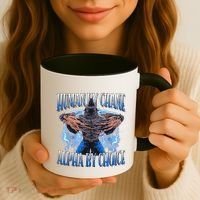 Human By Chance Alpha By Choice Cool Funny Alpha Wolf Meme Coffee Mug thumb 3