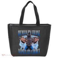 Human By Chance Alpha By Choice Cool Funny Alpha Wolf Meme Tote Bag thumb 0