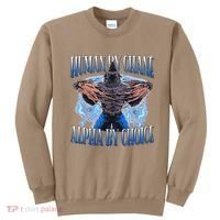 Human By Chance Alpha By Choice Cool Funny Alpha Wolf Meme Sweatshirt thumb 0