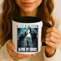 Human By Chance Alpha By Choice Funny Alpha Wolf Meme Coffee Mug thumb 3