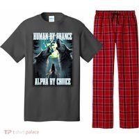 Human By Chance Alpha By Choice Funny Alpha Wolf Meme Pajama Set thumb 0