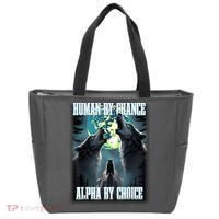 Human By Chance Alpha By Choice Funny Alpha Wolf Meme Tote Bag thumb 0
