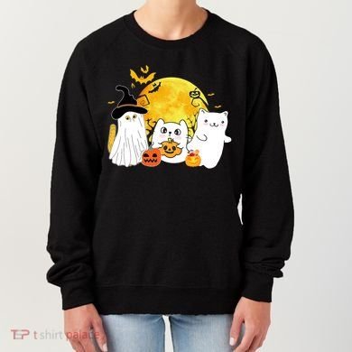 Halloween Black Cats In Ghost Costume Cute Women's Sweatshirt