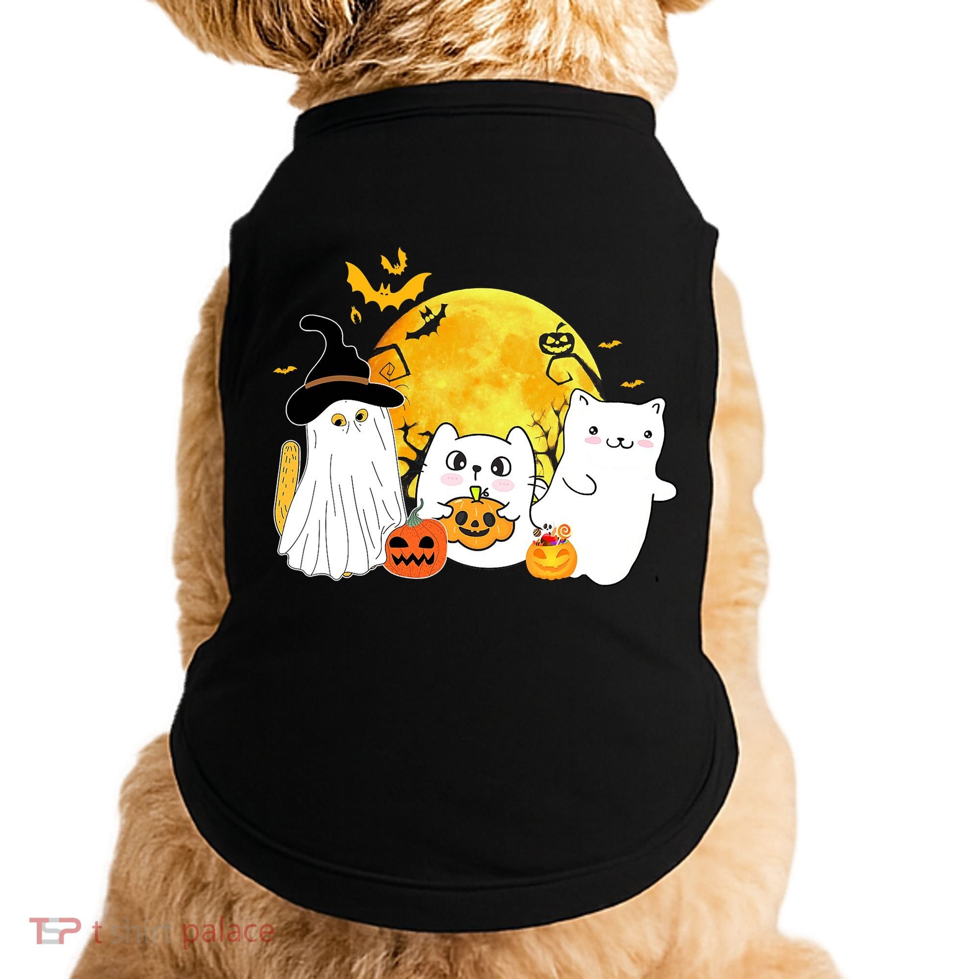 Halloween Black Cats In Ghost Costume Cute Doggie Tank
