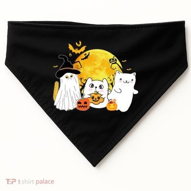 Halloween Black Cats In Ghost Costume Cute USA-Made Doggie Bandana