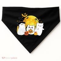 Halloween Black Cats In Ghost Costume Cute USA-Made Doggie Bandana thumb 0