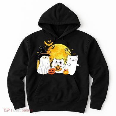 Halloween Black Cats In Ghost Costume Cute Hoodie