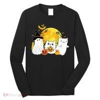 Halloween Black Cats In Ghost Costume Cute Long Sleeve Shirt thumb 0